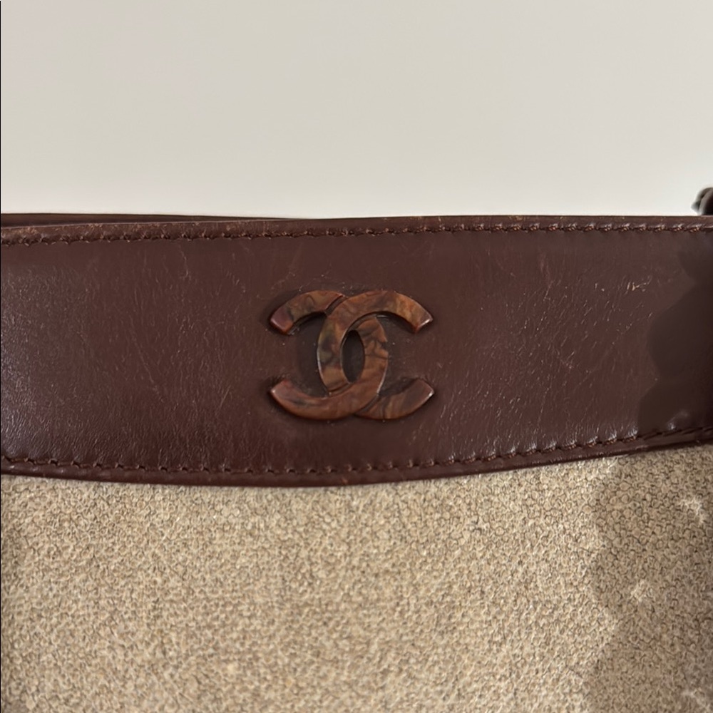 Chanel Brown and Tan Tote Bag with Resin Chain Straps - Picture 2 of 10